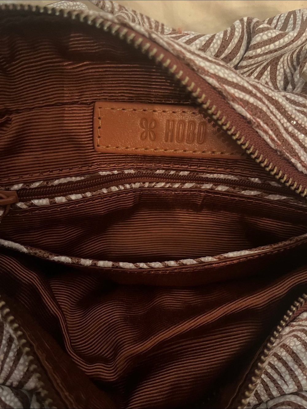 HOBO Brown and White Zebra-Print Hobo Tote - Picture 14 of 16